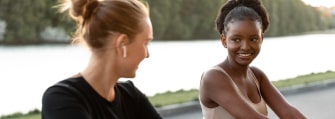 women sportswear taking break from workout